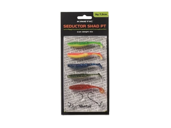 Soft Baits Kinetic Seductor Shad PT Scan Delight Mix Lures 3 Soft Baits Kinetic Seductor Shad PT Scan Delight Mix Lures